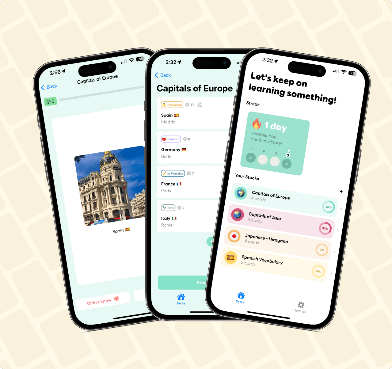 SwiftStudy flashcards on an iPhone